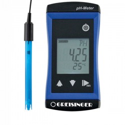 Medidor de pH/ Redox (ORP) e temperatura de elevada precisão com eléctrodo incluído Greisinger G1501
