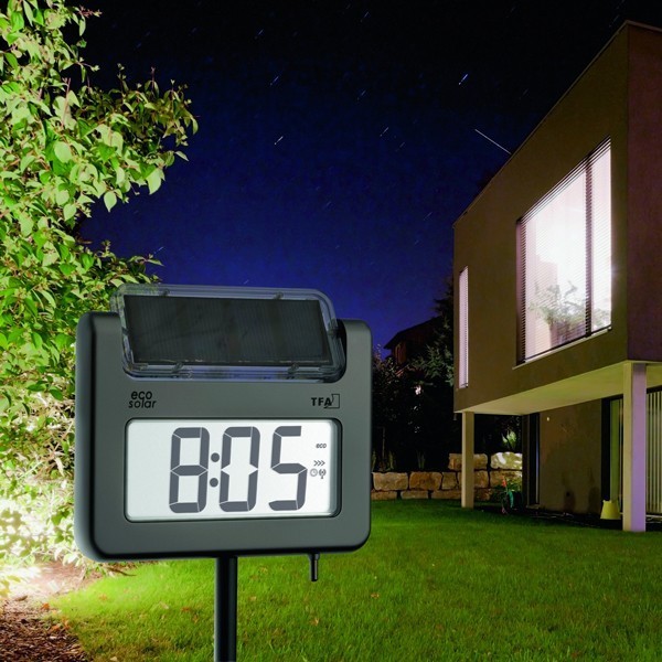 Large Outdoor Garden Thermometer with Solar-Powered Light and