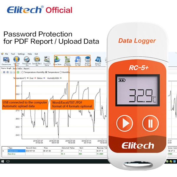 Elitech RC-5 USB Temperature Data logger Recorder Internal Sensor 32000 Points 